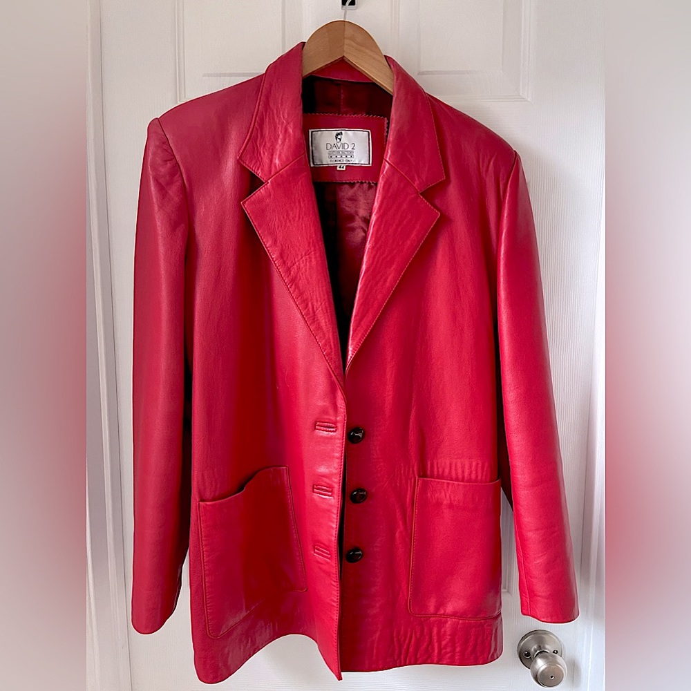 Vintage Italian Red Leather Blazer